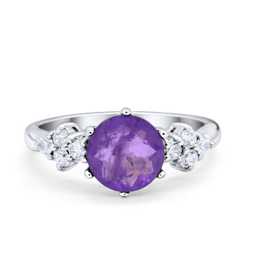 Art Deco Solitaire Wedding Ring Simulated Amethyst CZ 925 Sterling Silver